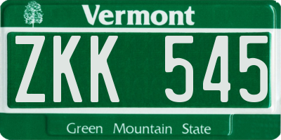 VT license plate ZKK545