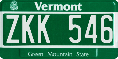 VT license plate ZKK546