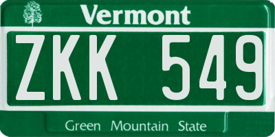 VT license plate ZKK549