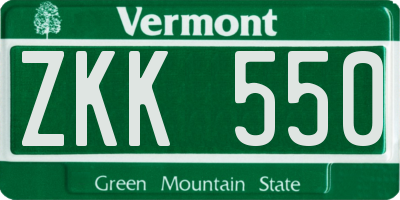VT license plate ZKK550