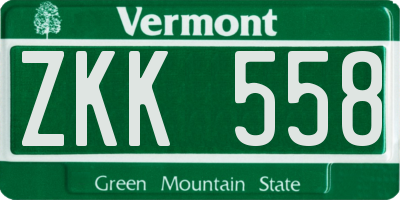 VT license plate ZKK558