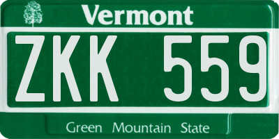 VT license plate ZKK559
