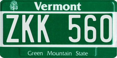 VT license plate ZKK560