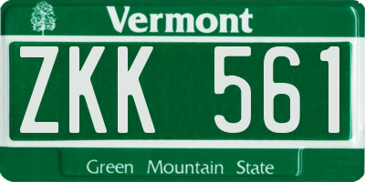 VT license plate ZKK561