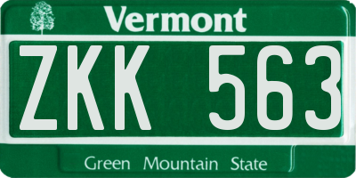 VT license plate ZKK563