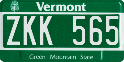 VT license plate ZKK565