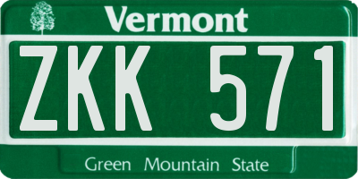 VT license plate ZKK571