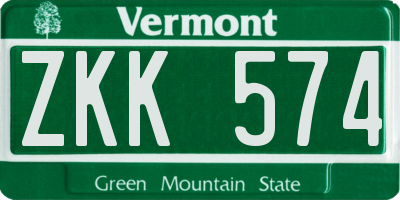 VT license plate ZKK574