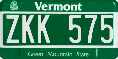 VT license plate ZKK575