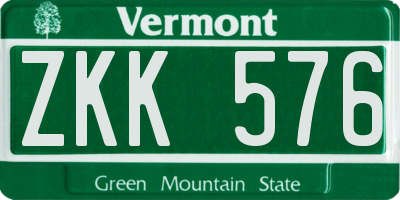 VT license plate ZKK576