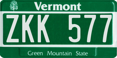 VT license plate ZKK577