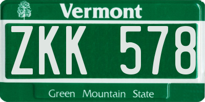 VT license plate ZKK578