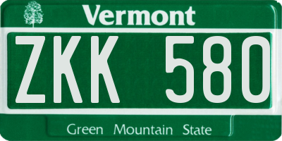 VT license plate ZKK580