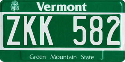 VT license plate ZKK582