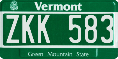 VT license plate ZKK583