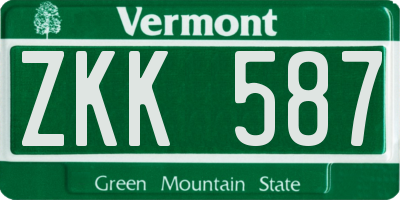 VT license plate ZKK587