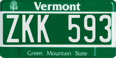 VT license plate ZKK593