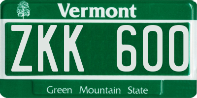VT license plate ZKK600