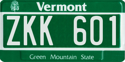 VT license plate ZKK601