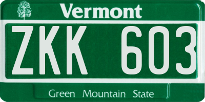 VT license plate ZKK603