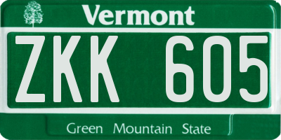 VT license plate ZKK605