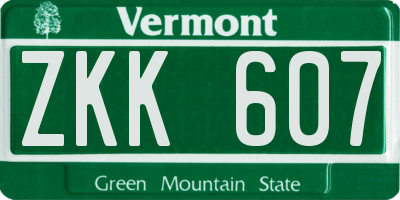 VT license plate ZKK607