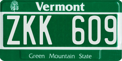 VT license plate ZKK609