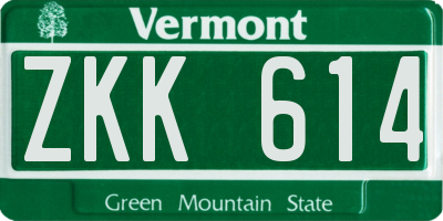 VT license plate ZKK614