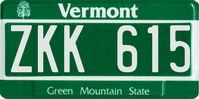 VT license plate ZKK615