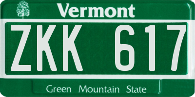 VT license plate ZKK617