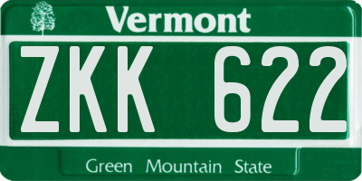 VT license plate ZKK622