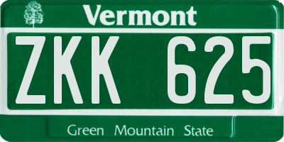 VT license plate ZKK625
