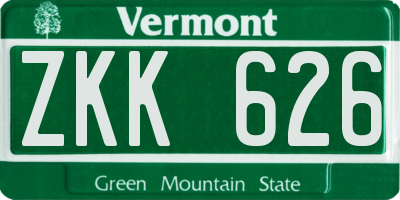 VT license plate ZKK626