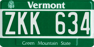 VT license plate ZKK634