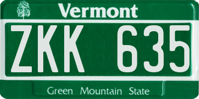 VT license plate ZKK635