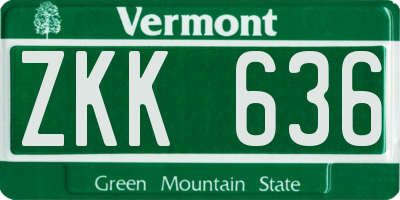 VT license plate ZKK636