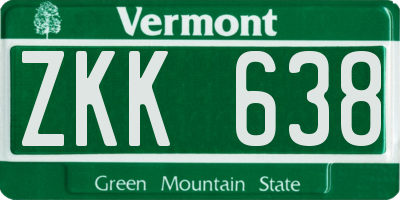VT license plate ZKK638