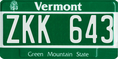 VT license plate ZKK643