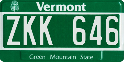 VT license plate ZKK646