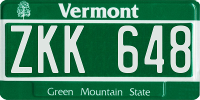 VT license plate ZKK648
