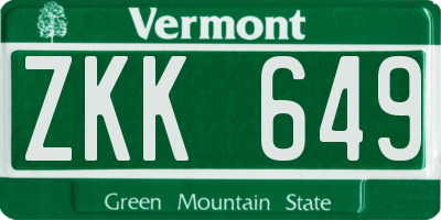 VT license plate ZKK649