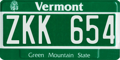 VT license plate ZKK654