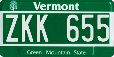 VT license plate ZKK655