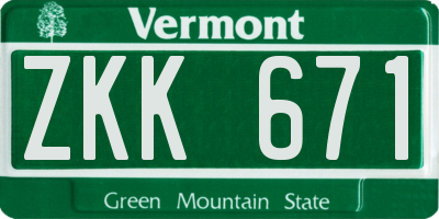 VT license plate ZKK671