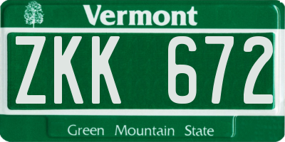 VT license plate ZKK672