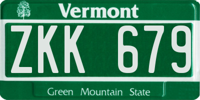 VT license plate ZKK679
