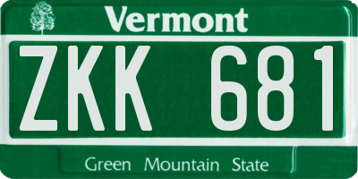 VT license plate ZKK681