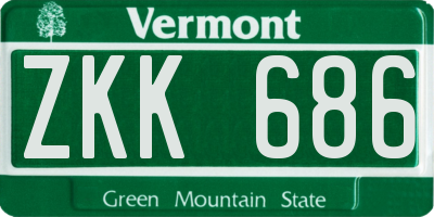 VT license plate ZKK686
