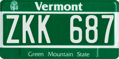 VT license plate ZKK687