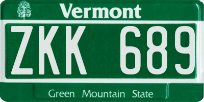VT license plate ZKK689